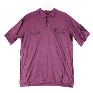Blac Label Premium Purple‎ Graphic Polo Shirt Mens 2XL Two Pocket